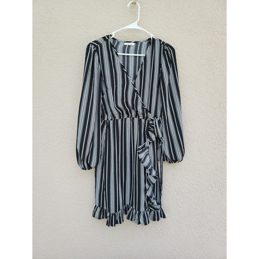 Maurice's Women's Black/White Pullover Long Sleeve Fit Flare Sleeve Dress Sz XS